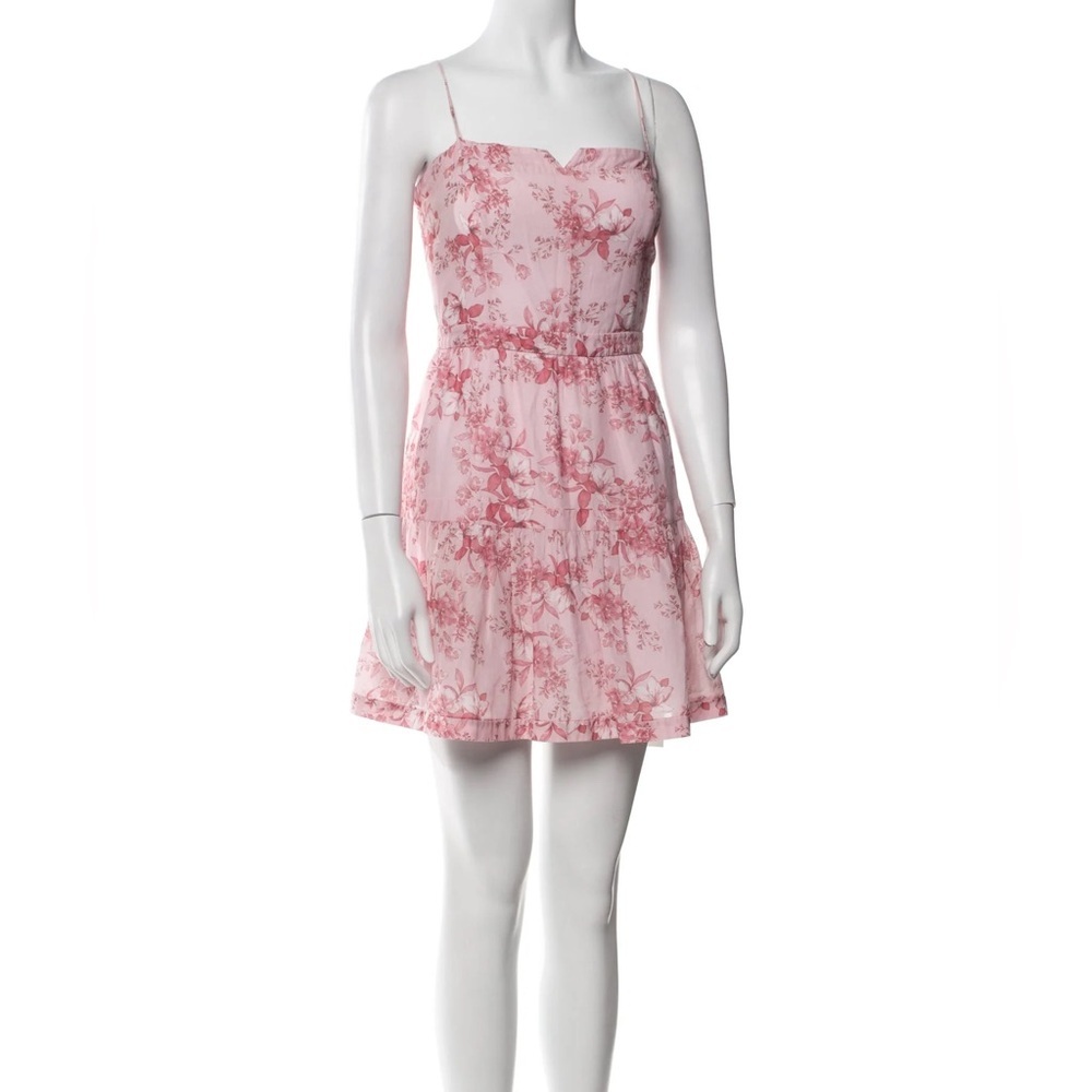 Intermix Pink Floral Silk Blend Babydoll Mini Dress Cottagecore Size 10 Romantic - Picture 6 of 16